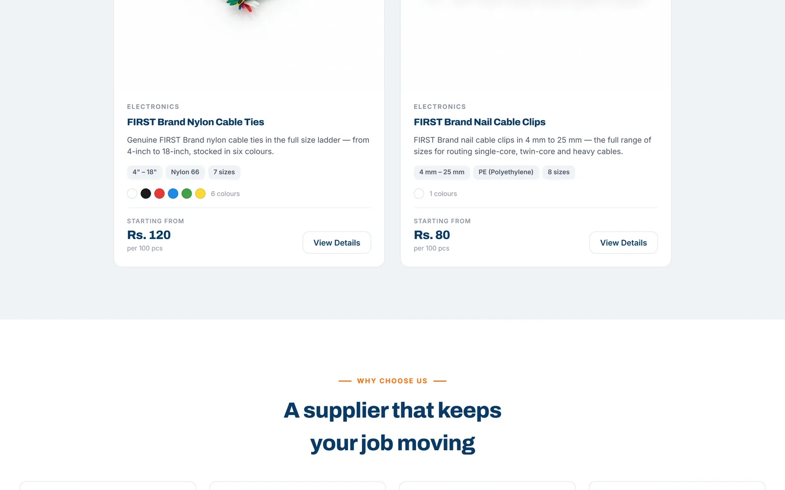 JN & Sons Store — additional section 2 of the live site
