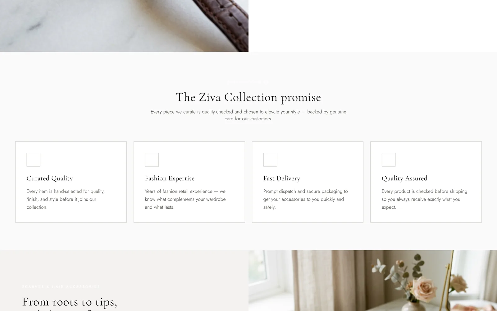 Ziva Collection — additional section 2 of the live site